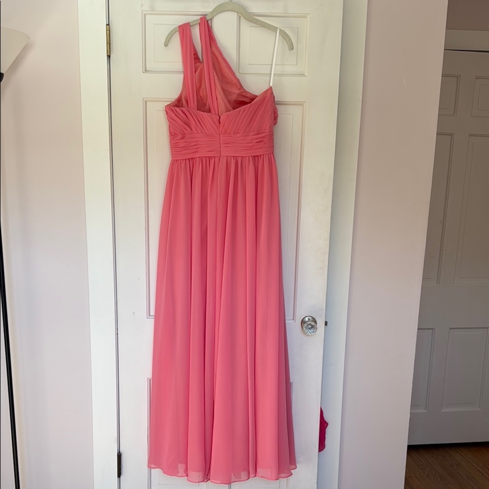 Pink Asymmetrical Ruched Prom Dress - Picture 3 of 4